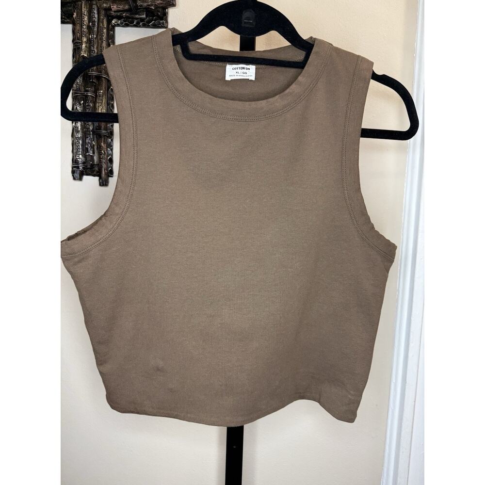 NWOT Cotton On Cropped Muscle Tank Top Brown Size XL